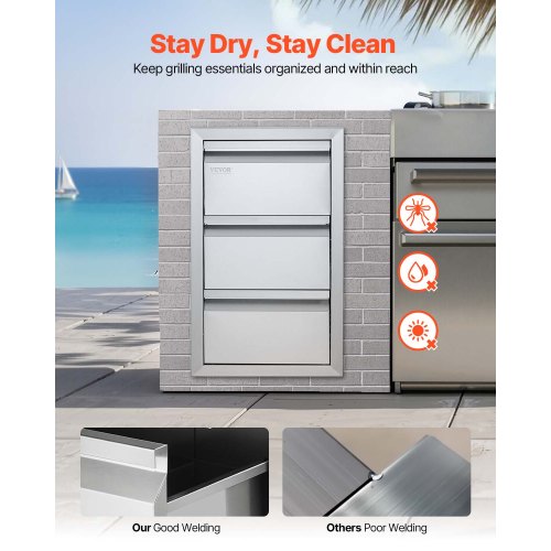 Outdoor Kitchen Drawers 15W X 254H Stainless Steel BBQ Island Storage With Flush Mount Design 3