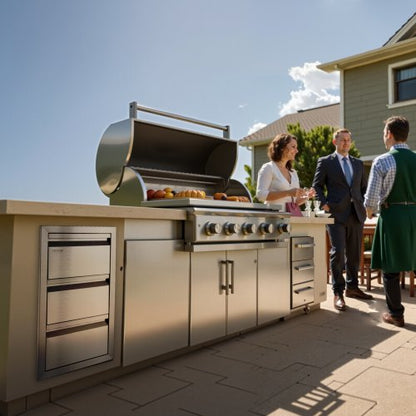 Outdoor Kitchen Drawers, 15"W x 25.4"H Stainless Steel BBQ Island Storage with Flush Mount Design