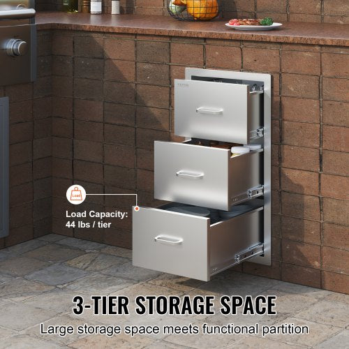 Outdoor Kitchen Drawers 16 X 285 Stainless Steel BBQ Storage Cabinet With Handle For Grill Islands  3