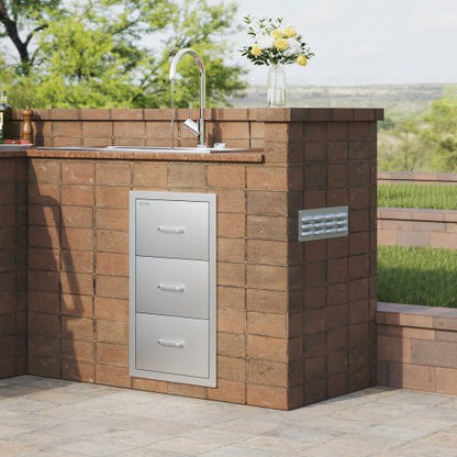 Outdoor Kitchen Drawers 16" x 28.5", Stainless Steel BBQ Storage Cabinet with Handle for Grill Islands & Outdoor Kitche