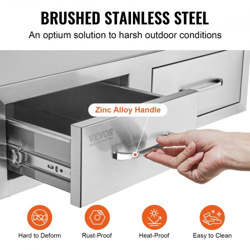 Outdoor Kitchen Drawers 295 Wide Stainless Steel Horizontal Double BBQ Access Drawers With Smooth S 4
