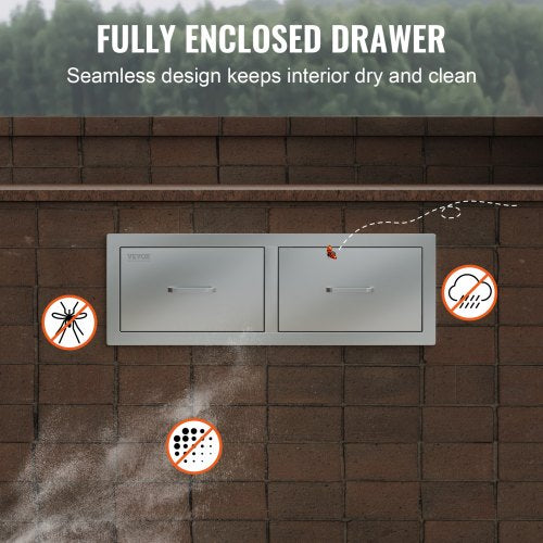 Outdoor Kitchen Drawers 295 Wide Stainless Steel Horizontal Double BBQ Access Drawers With Smooth S 6