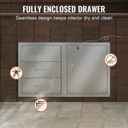 Outdoor Kitchen Drawer Combo 383W Stainless Steel Triple Drawers With Side Access Door For BBQ Isla 6
