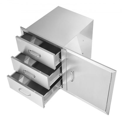 Outdoor Kitchen Drawer Combo 383W Stainless Steel Triple Drawers With Side Access Door For BBQ Isla 9