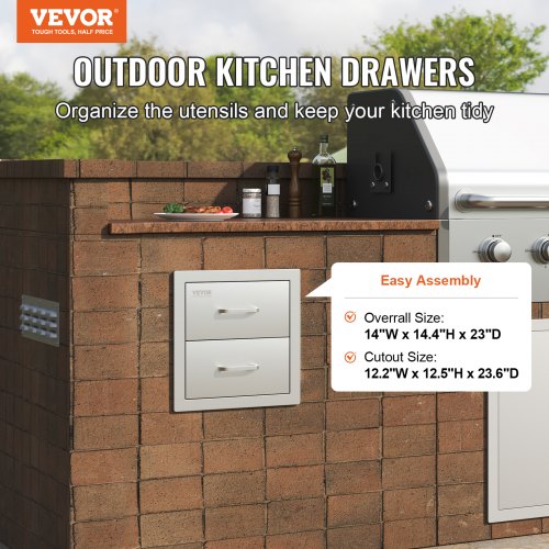 Outdoor Kitchen Drawers Stainless Steel BBQ Island Storage With Smooth Sliding Rails Handle 2