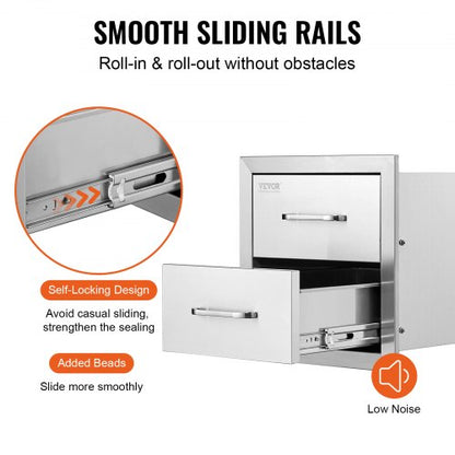 Outdoor Kitchen Drawers Stainless Steel BBQ Island Storage With Smooth Sliding Rails Handle 5
