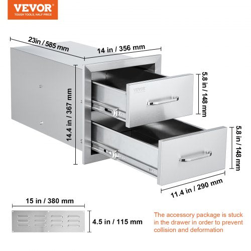 Outdoor Kitchen Drawers Stainless Steel BBQ Island Storage With Smooth Sliding Rails Handle 7