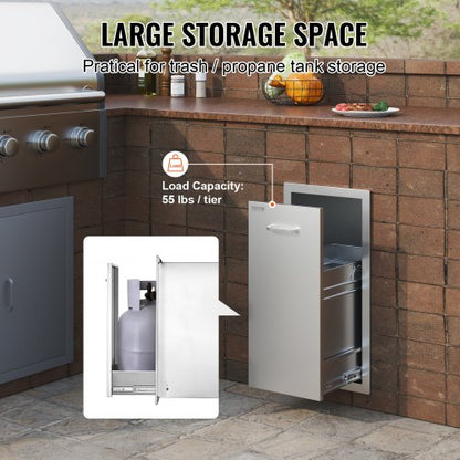 Outdoor Kitchen Trash Drawer  Stainless Steel PullOut Bin For Grill Station HeavyDuty Roll Out Tras 3