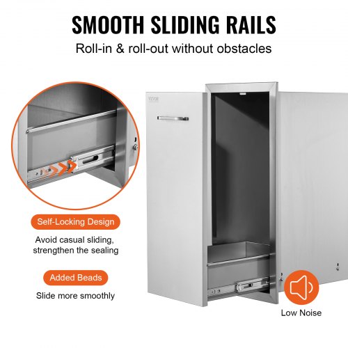 Outdoor Kitchen Trash Drawer  Stainless Steel PullOut Bin For Grill Station HeavyDuty Roll Out Tras 5