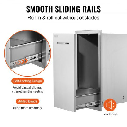 Outdoor Kitchen Trash Drawer  Stainless Steel PullOut Bin For Grill Station HeavyDuty Roll Out Tras 5