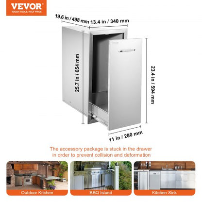 Outdoor Kitchen Trash Drawer  Stainless Steel PullOut Bin For Grill Station HeavyDuty Roll Out Tras 7