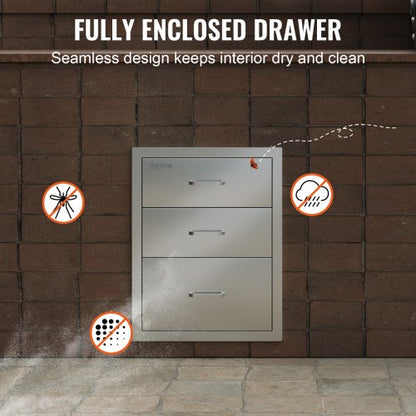 Outdoor Kitchen Drawers HeavyDuty Stainless Steel Triple Storage With Handle 6