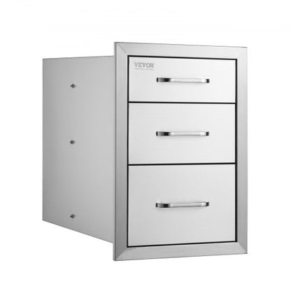 Outdoor Kitchen Drawers HeavyDuty Stainless Steel Triple Storage With Handle 8