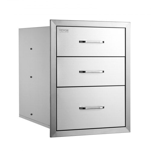 Stainless Steel Outdoor Kitchen BBQ Drawers Triple Access Chrome Handle Trash Drawer For Builtin BB 8