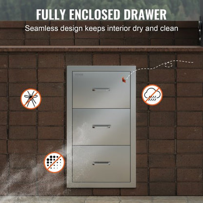 Outdoor Kitchen BBQ Island Drawers Stainless Steel Double Access Storage With Builtin Paper Towel H 5