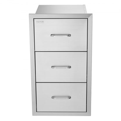 Outdoor Kitchen BBQ Island Drawers Stainless Steel Double Access Storage With Builtin Paper Towel H 10
