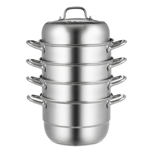 Stainless Steel Steamer Pot MultiLayer Cookware With Tempered Glass Lid  Handles Work On Gas Electr 10
