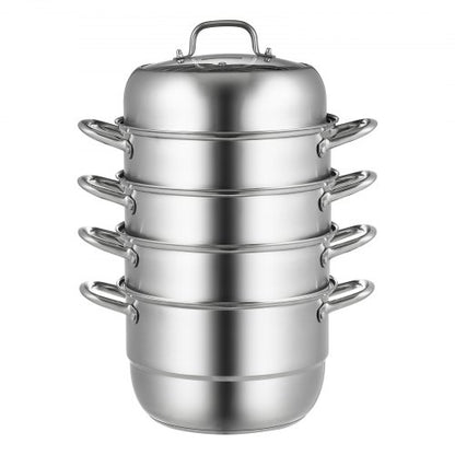 Stainless Steel Steamer Pot MultiLayer Cookware With Tempered Glass Lid  Handles Work On Gas Electr 10