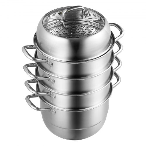 Stainless Steel Steamer Pot MultiLayer Cookware With Tempered Glass Lid  Handles Work On Gas Electr 8