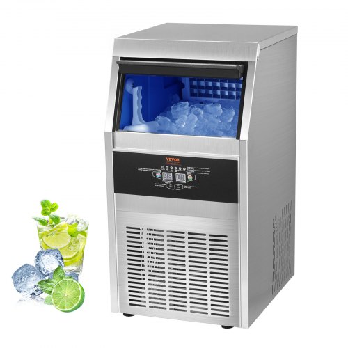 Industrial Ice Maker Machine, 110V Commercial Ice Maker, 40 Ice Cubes Per Plate, 80LBS/24H, Auto Clean, Stainless Steel