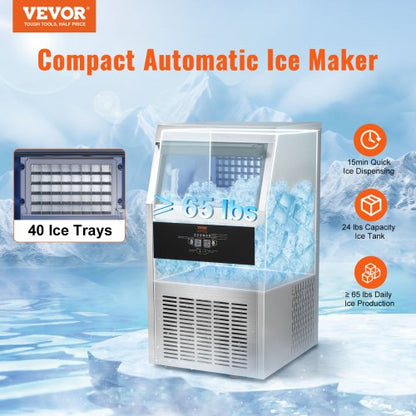 88lbs24H Commercial Ice Maker Automatic Operation Clear Cube Machine With Water Filter Scoop  Hose  2