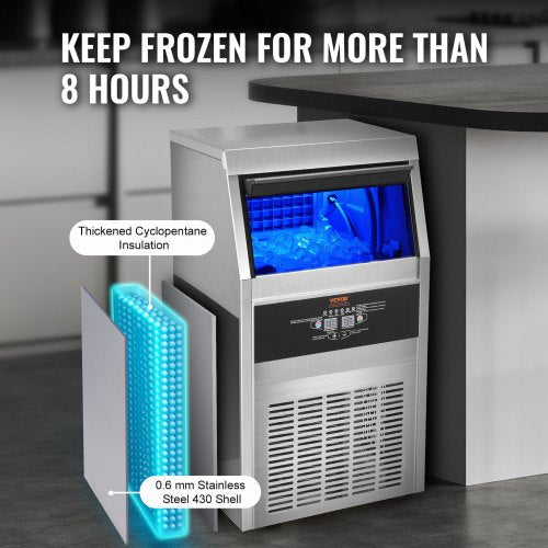 88lbs24H Commercial Ice Maker Automatic Operation Clear Cube Machine With Water Filter Scoop  Hose  5