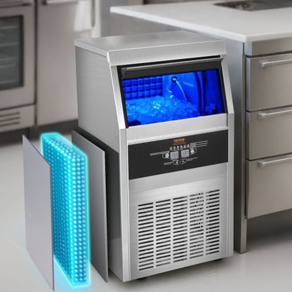 88lbs/24H Commercial Ice Maker, Automatic Operation, Clear Cube Machine with Water Filter, Scoop & Hose for Home
