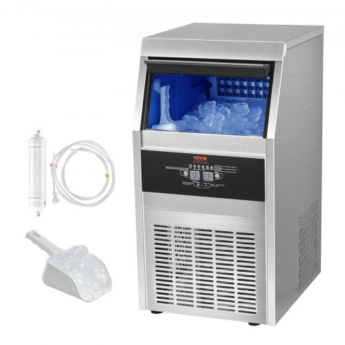 88lbs24H Commercial Ice Maker Automatic Operation Clear Cube Machine With Water Filter Scoop  Hose  8