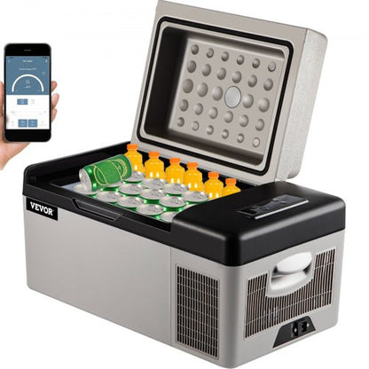 Portable Refrigerator with App Control, AC Car Fridge Freezer, Electric Compressor Cooler for Travel, Camping, Fishing