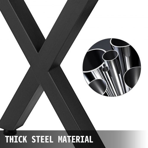 Heavy Duty Steel Table Legs, X Frame Black Metal Legs for Dining Tables, Desks & Industrial Furniture Projects