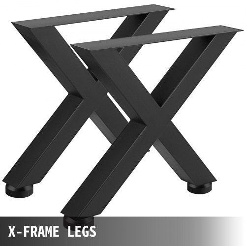 Heavy Duty Steel Table Legs, X Frame Black Metal Legs for Dining Tables, Desks & Industrial Furniture Projects