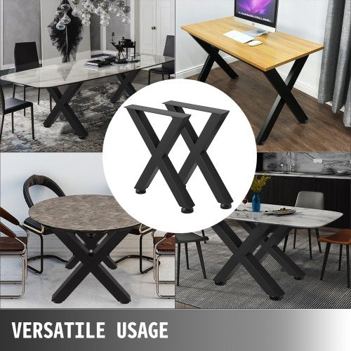 Heavy Duty Steel Table Legs, X Frame Black Metal Legs for Dining Tables, Desks & Industrial Furniture Projects