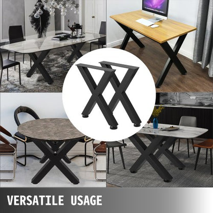 Heavy Duty Steel Table Legs, X Frame Black Metal Legs for Dining Tables, Desks & Industrial Furniture Projects