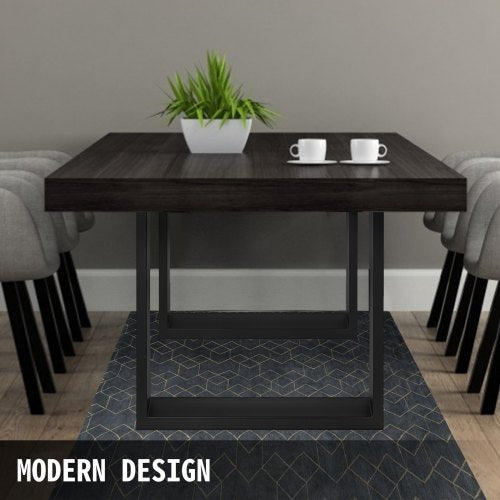 Black Steel Table Legs Set, Heavy Duty Square Box Section Industrial Country Style Dining Table Desk Legs for Wood