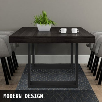 Black Steel Table Legs Set, Heavy Duty Square Box Section Industrial Country Style Dining Table Desk Legs for Wood