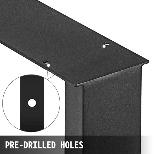 Black Metal Table Legs Set, Heavy-Duty Steel Table Legs for Dining Tables, Office Desks, Computer Desks & Benches