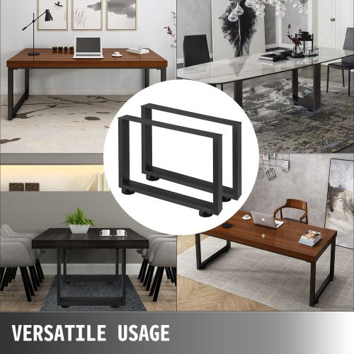 Black Metal Table Legs Set, Heavy-Duty Steel Table Legs for Dining Tables, Office Desks, Computer Desks & Benches