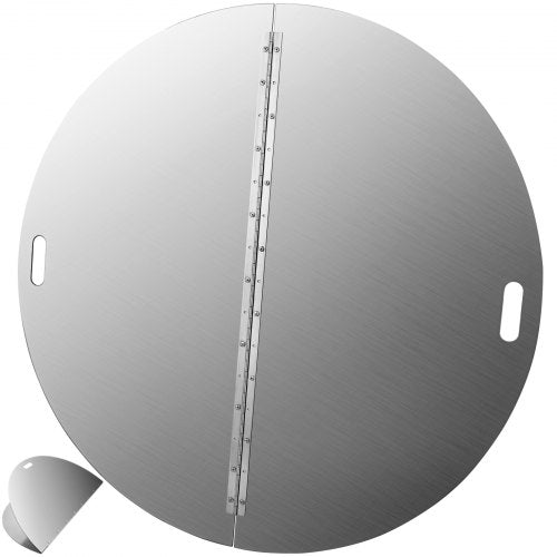 Round Foldable Fire Pit Lid, Stainless Steel Spark Screen Snuff Cover, Heavy-Duty Fire Pit Ring with Handle, Outdoor