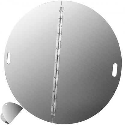 Round Foldable Fire Pit Lid, Stainless Steel Spark Screen Snuff Cover, Heavy-Duty Fire Pit Ring with Handle, Outdoor