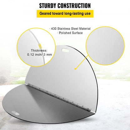 Round Foldable Fire Pit Lid Stainless Steel Spark Screen Snuff Cover HeavyDuty Fire Pit Ring With H