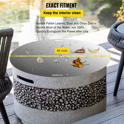 Round Foldable Fire Pit Lid Stainless Steel Spark Screen Snuff Cover HeavyDuty Fire Pit Ring With H