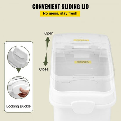 Food Ingredient Bin With Scoop Cup Storage Container With Sliding Lid  Wheels Commercial Kitchen Gr 4