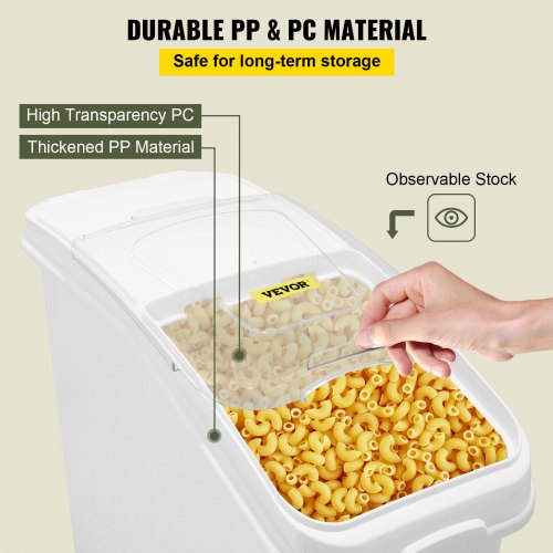 Food Ingredient Bin With Scoop Cup Storage Container With Sliding Lid  Wheels Commercial Kitchen Gr 5