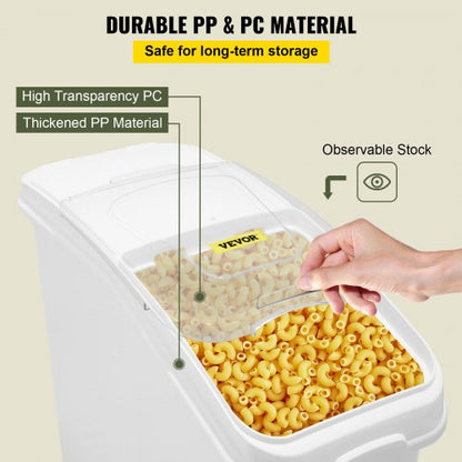 Food Ingredient Bin With Scoop Cup Storage Container With Sliding Lid  Wheels Commercial Kitchen Gr 5