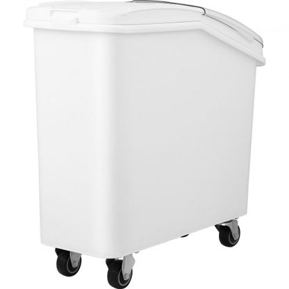 Food Ingredient Bin With Scoop Cup Storage Container With Sliding Lid  Wheels Commercial Kitchen Gr 9