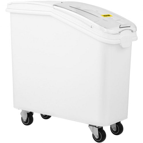 Food Ingredient Bin With Scoop Cup Storage Container With Sliding Lid  Wheels Commercial Kitchen Gr 10