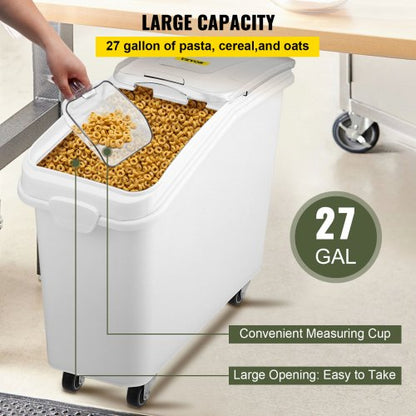 Ingredient Bin With Scoop  Sliding Lid Cup Food Grade Storage Container For Commercial Kitchens Flo 3