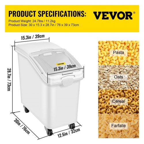 Ingredient Bin With Scoop  Sliding Lid Cup Food Grade Storage Container For Commercial Kitchens Flo 7