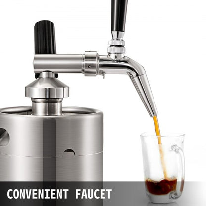 2L Nitro Brew Coffee Maker, Professional Nitro Cold Brew Coffee Maker, Portable Stainless Steel Keg with Easy-Pour