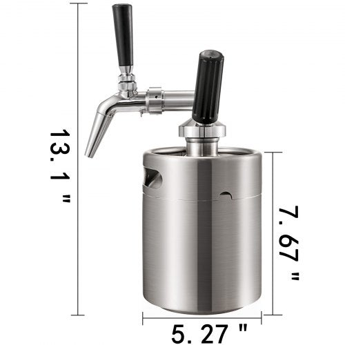 2L Nitro Brew Coffee Maker, Professional Nitro Cold Brew Coffee Maker, Portable Stainless Steel Keg with Easy-Pour